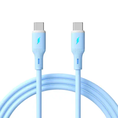 66W USB-C na USB-C kabel za hitro polnjenje - silikon, 100 cm Blue