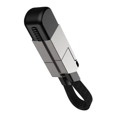 4-v-1 podatkovni kabel - temno siv in črn dizajn obeska za ključe