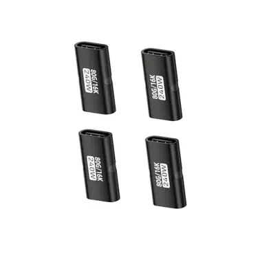 Adapter Type-C (USB-C) ženski na ženski, komplet 4 kosov — 240W, 80Gbps, 16K, aluminijasta zlitina Črna