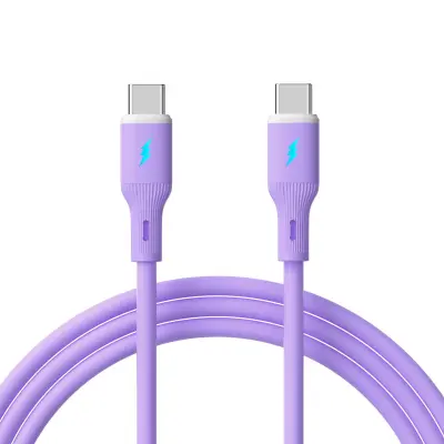 66W USB-C na USB-C kabel za hitro polnjenje - silikon, 100 cm Purple