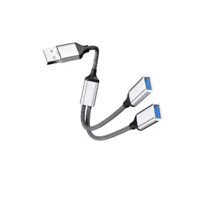USB v dvojni USB adapter - aluminij 2-port USB 2.0 brez gonilnikov Silver