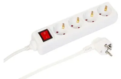 MicroConnect Razdelilnik s stikalom 4 vtičnice, 3m bel