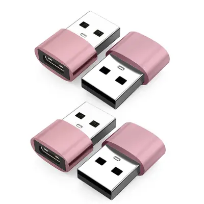 Komplet 4x USB na USB-C adapterjev – Type-C v USB-A, USB 2.0 polnjenje in podatki PinkGold