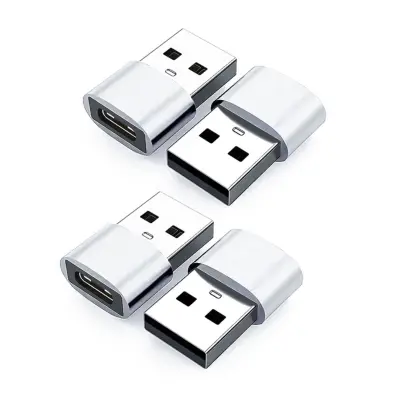 Komplet 4x USB na USB-C adapterjev – Type-C v USB-A, USB 2.0 polnjenje in podatki Silver