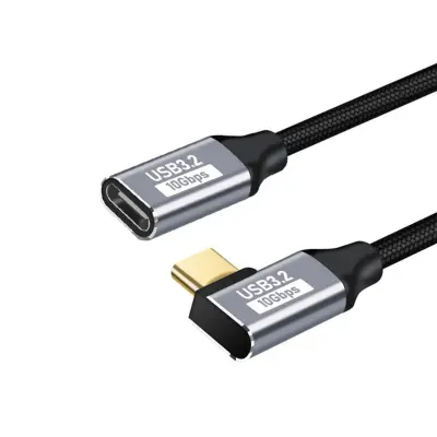 Desni kot USB-C podaljšek Moški v Ženski, PD 100W, Alu+Najlon  3 m
