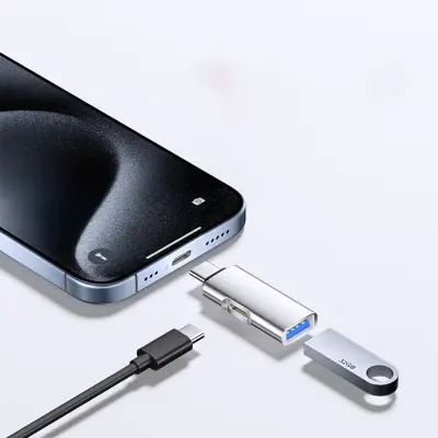 Adapter TYPE-C na USB 3.0 + TC polnjenje OTG, ovalna oblika - hiter prenos podatkov in hitro polnjenje PD Silver