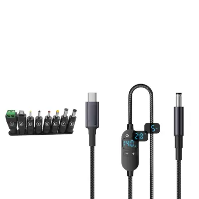 Type-C na DC nastavljiv napajalni kabel 140W PD3.1 z 8 nastavki