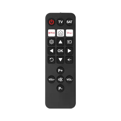 Nedis, XL predprogramiran daljinski upravljalnik za TV in SAT 2 napravi z Netflixom in Disney+, Črna