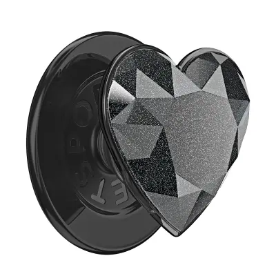 PopSockets, Premium PopGrip MagSafe držalo, stojalo in selfi, kristalni učinek, Črna