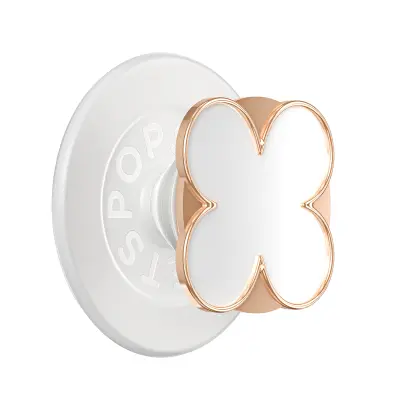 PopSockets, Premium držalo za pametni telefon PopGrip, motiv enamel Clover, trdna pritrditev, Rožnato zlata
