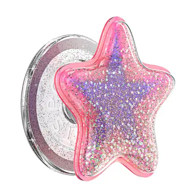 PopSockets, Premium držalo za pametni telefon PopGrip MagSafe, bleščeč zvezdast učinek, Roza