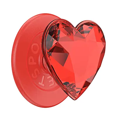 PopSockets, Premium PopGrip MagSafe držalo, stojalo in selfi, kristalni učinek, Rdeča
