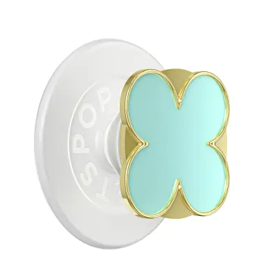 PopSockets, Premium držalo za pametni telefon PopGrip, motiv enamel Clover, trdna pritrditev, Zelena