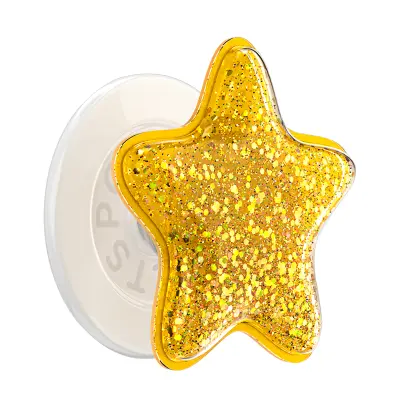 PopSockets, Premium držalo za pametni telefon PopGrip MagSafe, bleščeč zvezdast učinek, Zlata