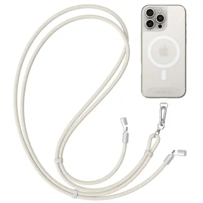 Satechi, Vrvica za okoli vratu s kablom USB-C serije Lanyard OntheGo, hitro polnjenje, Bež