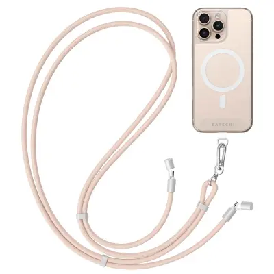Satechi, Vrvica za okoli vratu s kablom USB-C serije Lanyard OntheGo, hitro polnjenje, Roza