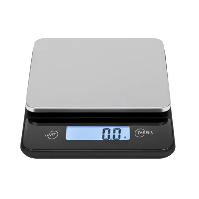 Elektronska kuhinjska tehtnica 5 Kg s taro za suhe ali tekoče sestavine, Črna / Srebrna