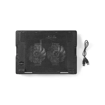 Nedis, 18-palčni hladilnik za prenosnik z dvema izjemno zmogljivima ventilatorjema LED, Črna
