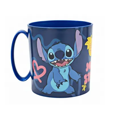 Disney, Skodelica Stitch 390ml, primerna za mikrovalovno pečico, kolekcija Palmiers, brez BPA, Modra