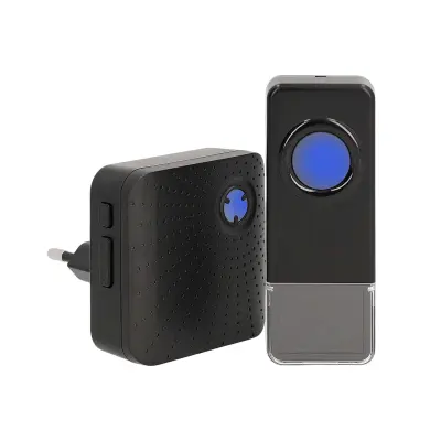 Nedis, Komplet brezžičnega zvonca 110dB doseg 150m IP55 58 melodij, Črna