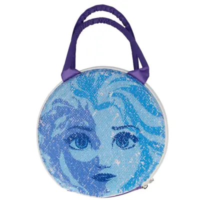 Frozen, Okrogla termo torba za malico z bleščicami in ročaji 24×8cm, Modra