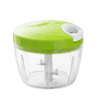 Cheffinger, Mini sekljač s potezno vrvico 500 ml s 3 jeklenimi rezili, Zelena