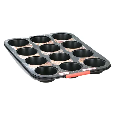 Alpina, Pekač za mafine / cupcakes 12 vdolbin nelepljiv enakomerno pečenje, Črna