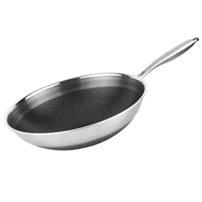 Cheffinger, Wok 28 cm nerjaveče jeklo za vse ognjišča s 3D satastim premazom proti praskom, Črna / Srebrna