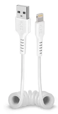 SBS USB-A - Lightning kabel, spiralni, bel