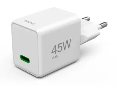 HAMA Super Mini 45W PowerDelivery stenski polnilnik s hitrim polnjenjem, bel