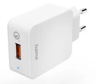 HAMA Qualcomm Quick Charge 3.0 19,5 W stenski polnilnik bele barve