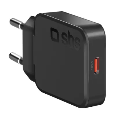 SBS Ultra-Slim 20W USB-C stenski polnilnik črne barve