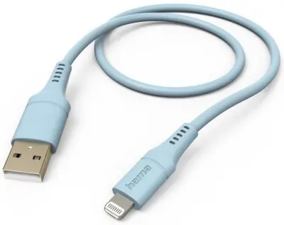 HAMA polnilni/podatkovni kabel, fleksibilen USB-A - Lightning, 1,5 m, moder