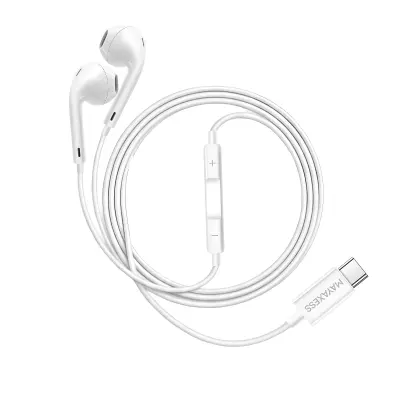Mayaxess, Žične USB-C slušalke za Honor Magic 7 Pro z vgrajenim mikrofonom, Bela