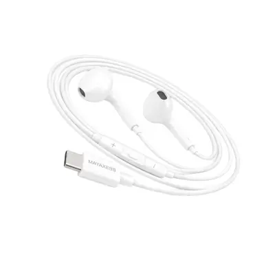 Mayaxess, Žične USB-C slušalke za Galaxy S23 Plus z vgrajenim mikrofonom, Bela