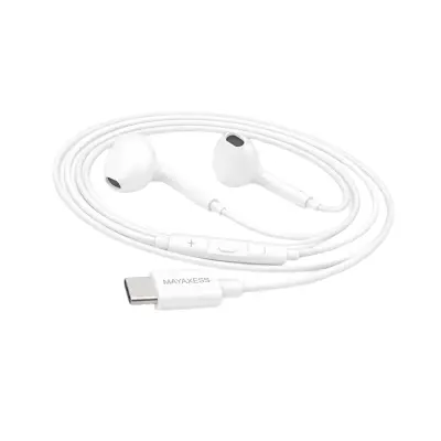 Mayaxess, Žične USB-C slušalke z vgrajenim mikrofonom za Galaxy S23, Bela
