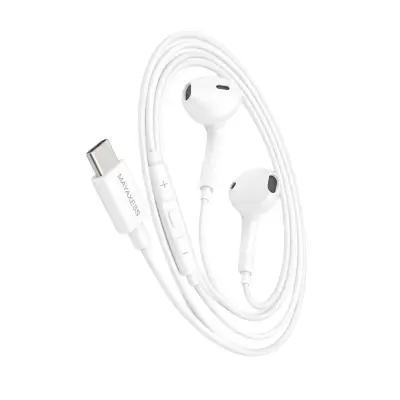 Mayaxess, Žične USB-C slušalke za Galaxy S23 Ultra z vgrajenim mikrofonom, Bela