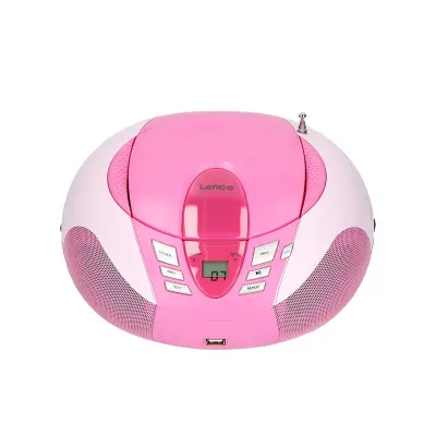 Lenco, Prenosni FM radio s CD / USB / MP3 predvajalnikom in LCD zaslonom, Roza