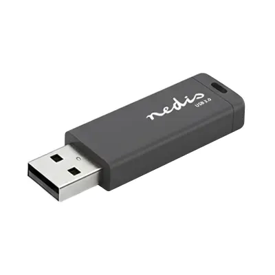 Nedis, USB ključ 128GB USB 3.0 Type-A hiter prenos z zaščitnim pokrovčkom, Črna
