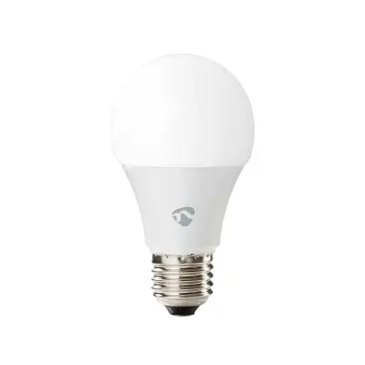 Nedis, Priključna žarnica Wi-Fi LED RGB 9W 806lm E27 v plastični obliki, Bela
