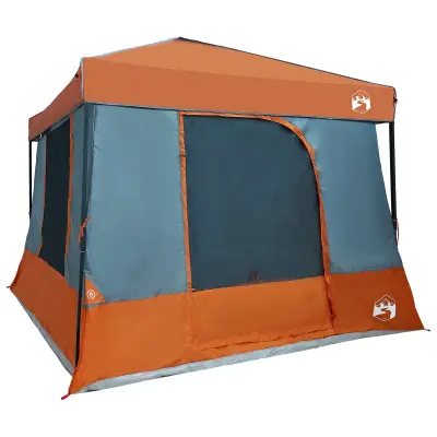 vidaXL Komplet Kamp Šotor 2 pcs Siva in oranžna Tafeta in Tkanina