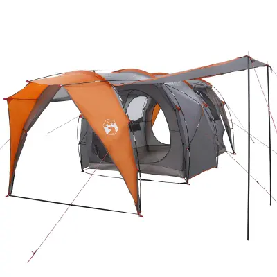 vidaXL Tunelski šotor Siva in oranžna 382 x 262 x 214 cm