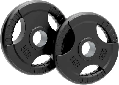 Olimpijske gumijaste uteži Tri-Grip, črne, pari, kompleti, 5 kg, par