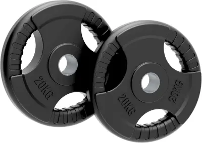 Olimpijske gumijaste uteži Tri-Grip, črne, pari, kompleti, 20 kg, par