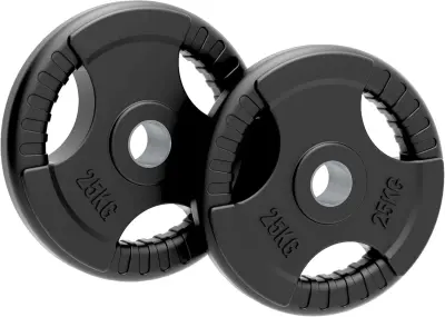 Olimpijske gumijaste uteži Tri-Grip, črne, pari, kompleti, 25 kg, par