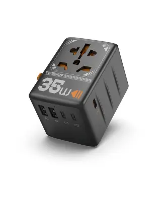 Potovalni adapter TESSAN (TS-WTA02)2x USB-A, 2x USB-C, 35W, univerzalna vtičnica