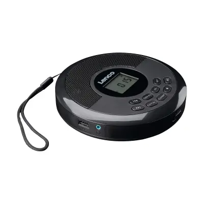 Lenco, Polnilni Discman za CD in MP3 z Bluetooth zvočniki, Črna