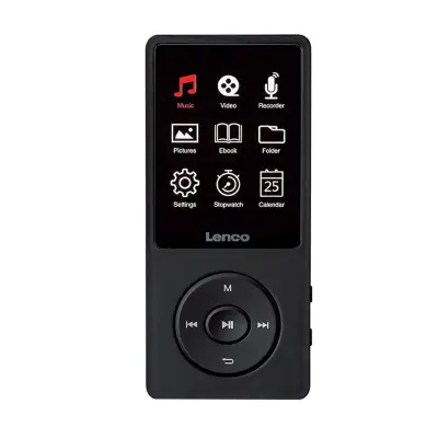 Lenco, MP3 / MP4 predvajalnik 8GB z 2,4-palčnim TFT zaslonom in snemanjem glasu, Črna