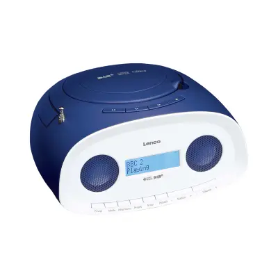 Lenco, Prenosna Boombox CD in USB z radiem DAB+/FM in LCD zaslonom, Bela / Modra