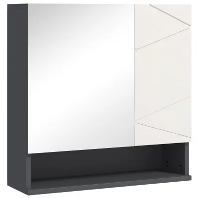 kleankin Ogledalna omara iverna plošča, steklo 55D x 17Š x 55V cm Siva